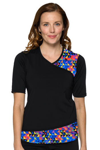 Faux Wrap V-neck Swim Top - Chlorine Proof