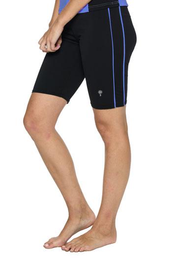 Knee Length Swim Shorts with Accent Piping - Chlorine Proof