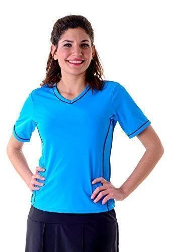Adventure Chic V Neck Short Sleeve Swim Shirt – Chlorine Proof & UPF 50+