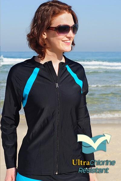 Athletic Full Zippered Swim Rash Guard