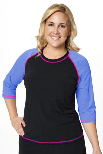 Baseball Babe Inspired 3/4 Sleeve Rash Guard Swim Shirt – Chlorine Proof & UPF 50+