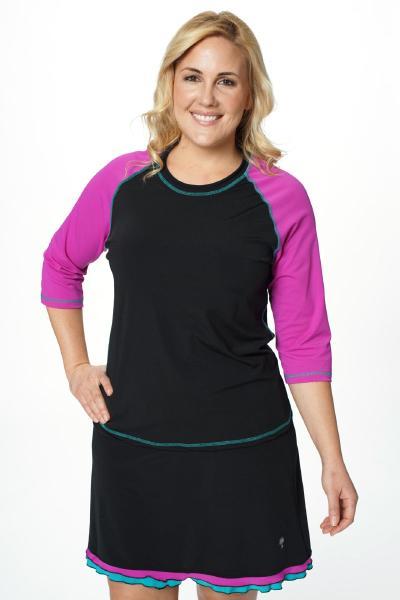Baseball Babe Inspired 3/4 Sleeve Rash Guard Swim Shirt – Chlorine Proof & UPF 50+