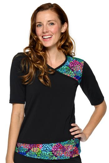 Faux Wrap Vneck Swim Top