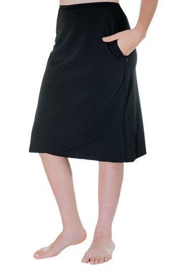 Mia A-line Faux Wrap Swim Skirt 22.5" - Chlorine Proof (with attached shorts)