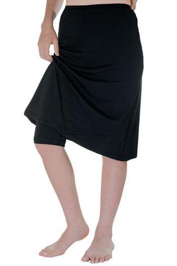 Mia A-line Faux Wrap Swim Skirt 22.5" – Chlorine Proof & UPF 50+ (with Attached Leggings)