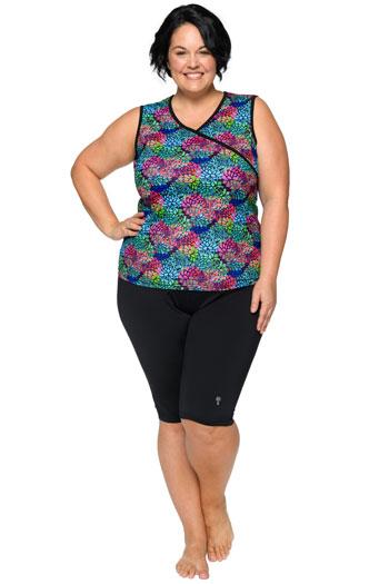 Sleeveless Crossover Swim Top - Chlorine Proof