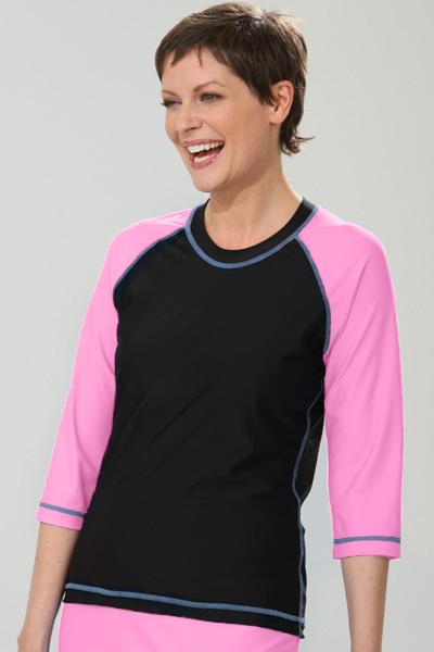 Baseball Babe Inspired Long 3/4  Sleeve Rash Guard Swim Shirt