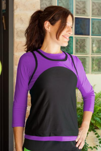 Sporty Mock Tank Top - Active wear for Swim n Sport 3/4 Sleeves