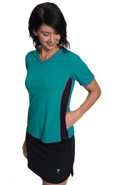 Adventure Chic V Neck Short Sleeve Swim Shirt