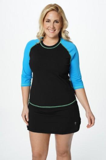 Baseball Babe Inspired 3/4 Sleeve Rash Guard Swim Shirt – Chlorine Proof & UPF 50+