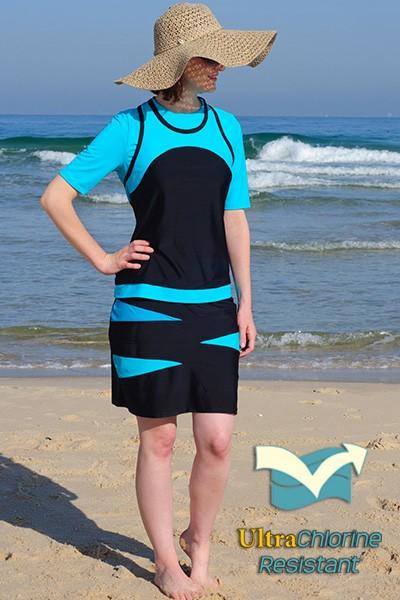 Athletic Short Sleeve Mock Tank UV Top- for Swim N' Sport