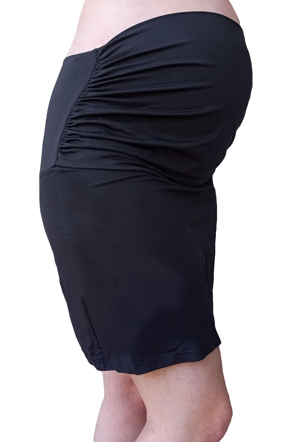 Fold Over Panel Maternity Swim Skirt With Attached Brief - Black - Mermaid  Maternity