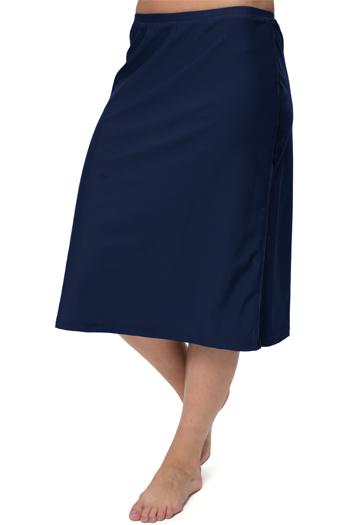 Classic Long Water Skirt with Piping Accents 24" - Chlorine Proof (with attached leggings)